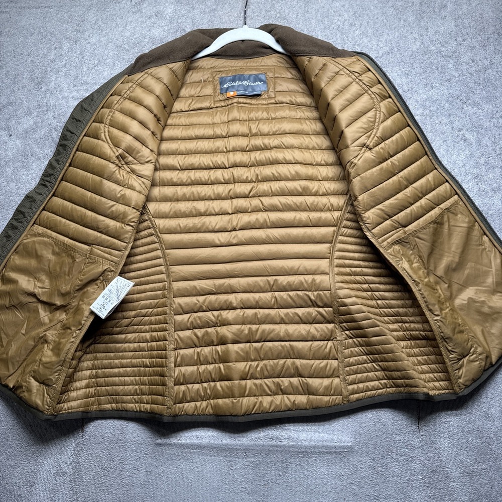 Vintage Eddie Bauer Sport Shop Down Puffer Vest Women Large Green Brown Gorpcore - Picture 8 of 10